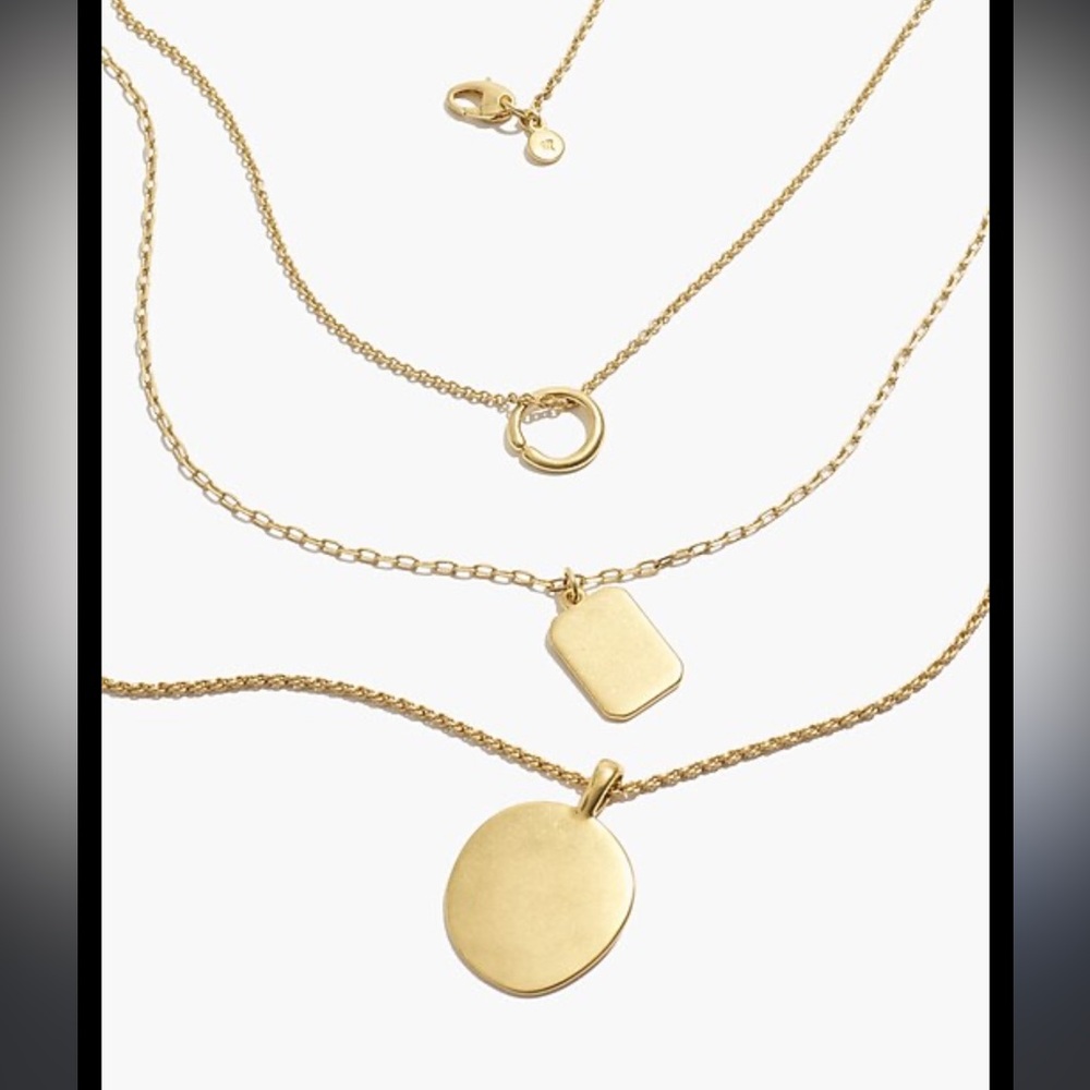 NWOT Madewell Triple Pendant Necklace Set- Vintage Gold
